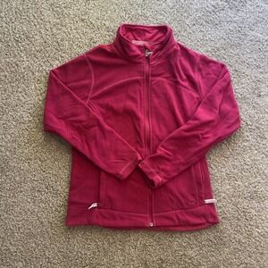 REI Full Zip Fleece Jacket Girls Large 14/16 Pink Polyester Outdoor Lightweight